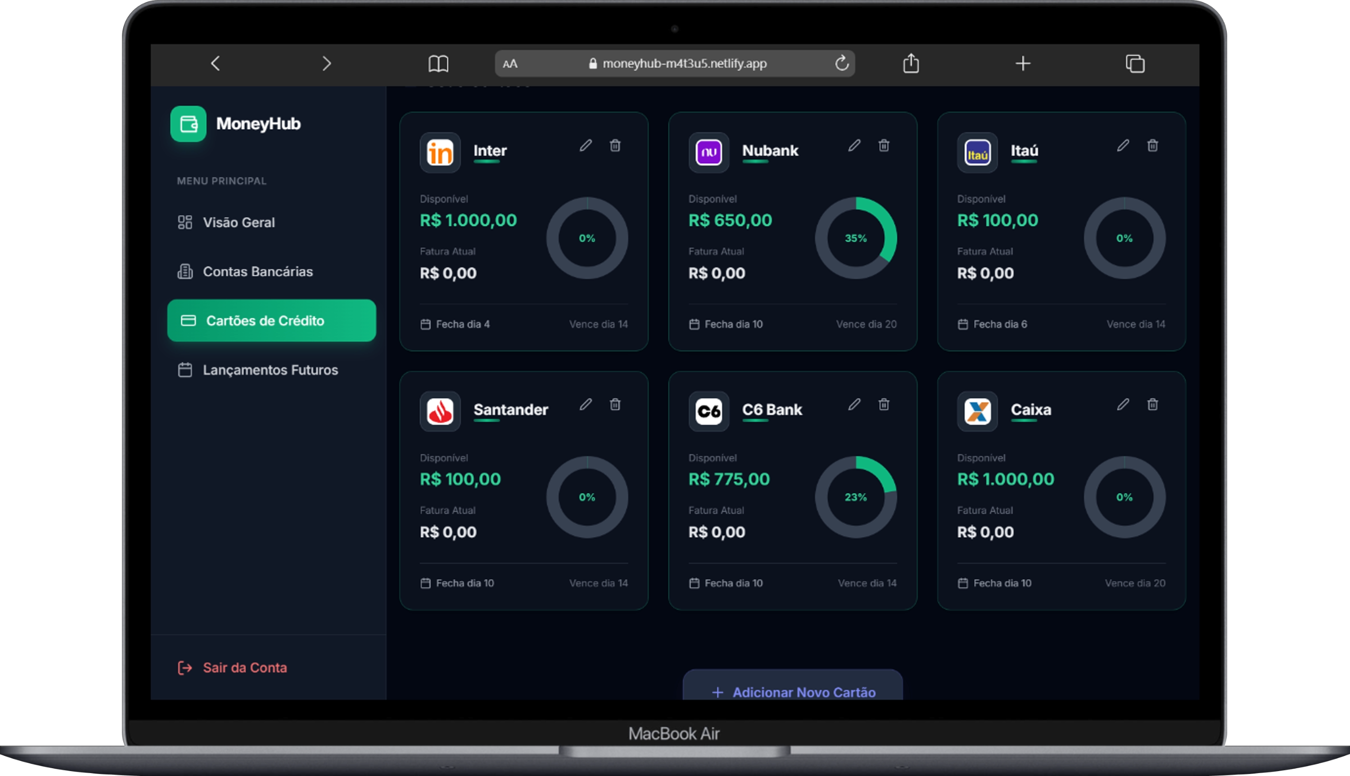 MoneyHub App - Macbook View